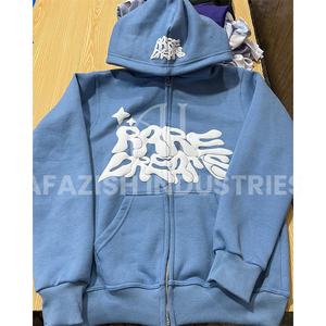 Sudadera con capucha de invierno con cremallera completa personalizada de alta calidad para hombre, material cómodo de poliéster/algodón 3D para diseño de estampado de hojaldre - Product Image 1