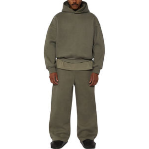 Ensemble de pantalons de survêtement à cordon de serrage en éponge français personnalisé poids moyen 100% coton survêtement surdimensionné survêtements d'hiver pour hommes - Product Image 4
