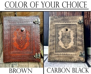 Classeur en cuir écologique sur le thème du hibou réutilisable avec 2-3 et 4 options de bague Le cadeau de grimoire parfait pour toute occasion - Product Image 5