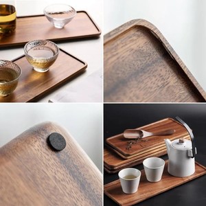 Platos de Servir Rectangulares Minimalistas de Madera de Acacia Hechos a Mano de Grado Alimenticio RI238 de Rani Industries para Fiestas - Product Image 5