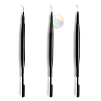 Rehausseur de cils en acier inoxydable noir mat de qualité supérieure, logo personnalisé, outil de beauté réutilisable, outils de rehaussement de cils noir mat de luxe