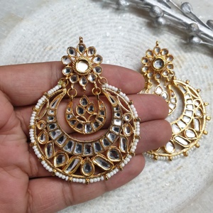 Kundan peso ligero Chandbali moda candelabro pendientes - Product Image 4