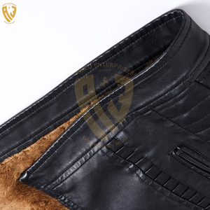 Veste en cuir d'hiver noire élégante pour hommes Logo personnalisé et marque de distributeur toutes tailles toile tissu avec fermeture éclair - Product Image 6