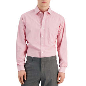 Camicia Rossa da Uomo Vestibilità Regolare 100% Cotone Popeline Antipiega Stile Club con Colletto Abbottonato Taglia 32X33 per Primavera - Product Image 1