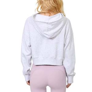 Top Corto con Capucha para Mujer, Color Gris Claro, sin Bolsillos - Product Image 3