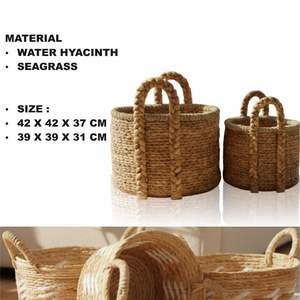 Ensemble de 2 paniers EG en jonc de mer et jacinthe d'eau, artisanat - Product Image 2