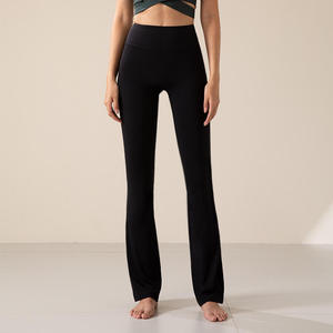 <b>Flare</b> Pattern Women's Butt Lift <b>Leggings</b>, Active Wear Blank Black Women's <b>Leggings</b>, <b>High</b> <b>Waist</b> Flared Bottom Women's <b>Leggings</b> - Product Image 2