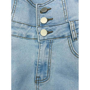 Jeans de mujer con cintura alta y botones al frente con detalles rasgados, 27090 - Product Image 4