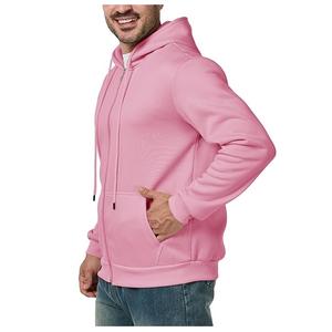 Precio al por mayor Servicio OEM Hombres 100% Algodón Manga larga Hombro Pendiente Cuello Cinta Color sólido Cómodo Zip Hoodie Bangladesh - Product Image 3