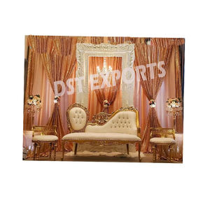 Sofá DE BODA tallado en metal de madera al por mayor sofá de boda de diseño floral sofá de escenario de boda fabricante nuevo conjunto de sofá de boda de madera - Product Image 4