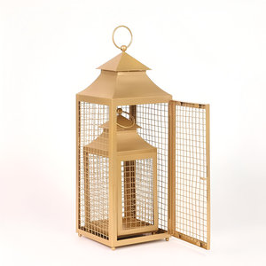 Hot Sale Golden Metal Lanterns Best Price from India for Home Restaurant Hotel <b>Garden</b> Outdoor Party-Candle Holder Iron Steel - Product Image 2