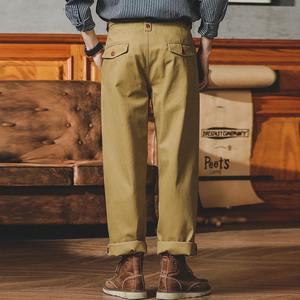 Khaki Colour <b>Men's</b> High Waist Straight Casual Neapolitan Cargo <b>Pants</b> OEM high quality Multi-Pocket Overalls Casual Style - Product Image 3