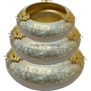 Cuivre Antique fini et de haute qualité plaqué or martelé Texture Unique élégant Designer Table de mariage décoratif Urli Supply - Product Image 5