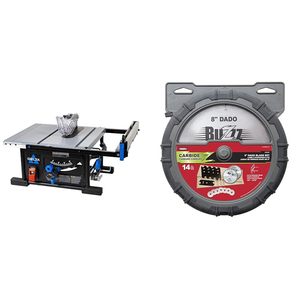 Industrial 10-Inch Table Saw with 25-Inch Rip Capacity 8-Inch 14-Piece Carbide Stacking <b>Dado</b> <b>Blade</b> Set - Product Image 6