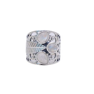Indio hecho a mano 925 plata esterlina Arco Iris piedra lunar anillo de piedras preciosas diamante bisel ajuste estilo bohemio aniversario boda - Product Image 3