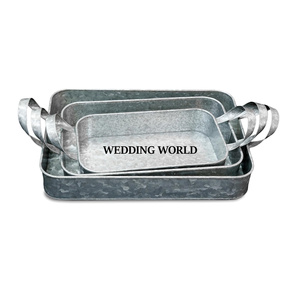 <b>Table</b> Decorative Galvanized Serving <b>Tray</b> <b>Round</b> Shape Handmade Hot Selling Designer Luxury Dinnerware Wholesale Serving <b>Tray</b> - Product Image 5