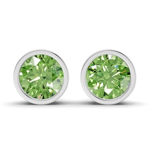 Pendientes de Diamantes Cultivados en Laboratorio, Corte Redondo, Bisel Clásico Verde Lagoon Ocean, 1 Ct Tw, Claridad VS, Oro Rosa de 14K, Color Fantasía, Tono Costero - Product Image 1