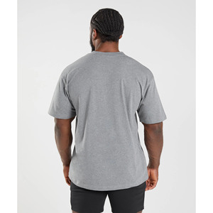 เสื้อเจอร์ซีย์โอเวอร์ไซส์สีเทาคุณภาพสูงระบายอากาศได้ดีเสื้อยืดสตรีทกลางแจ้งฤดูร้อนสำหรับผู้ชายเสื้อเพาะกายฮิปฮอปไซส์ใหญ่พิเศษ - Product Image 2