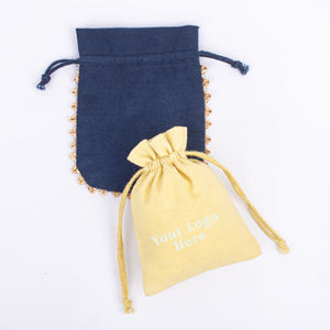 Handmade Indian Cotton Drawstring Bracelet Storage Pouch Customizable Logo Design <b>Jewelry</b> <b>Container</b> Wholesale Gift Favor Bag - Product Image 3