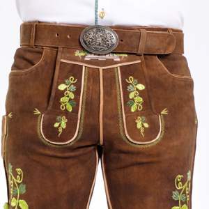 Authentique short en cuir bavarois Lederhosen traditionnel avec bretelles pour l'Oktoberfest et les célébrations bavaroises - Product Image 5