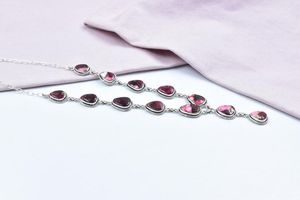 Collier en argent sterling plaqué rhodium fait à la main rose dahlia turquoise réglable chaîne de 18 pouces cadeau romantique pour elle - Product Image 2