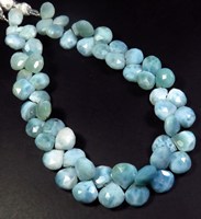 Lot en gros de 8 pierres précieuses naturelles Larimar facettées en forme de cœur, bleu œil de chat, 7,5-8,5 mm, certifiées CNAS, 100 carats, pierres précieuses en vrac