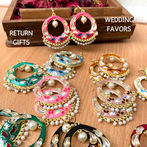 Belles boucles d'oreilles multicolores en laiton Chandi Balis Desgienr Kundan pour mariage et Sangeet, Mehndi, Haldi, Occasion Wear Balis - Product Image 2