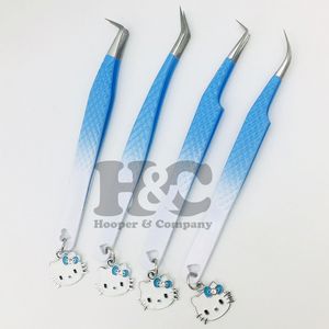Profesional Ombre sostenible Hello Kitty pinzas para pestañas agujero de corazón inferior pinzas de punta afilada encanto Hello Kitty diseño visón - Product Image 5