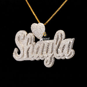 New Charming Fully Iced Out Customized Letter Hip Hop Pendant Made Up of Round Brilliant Moissanite Diamonds 10K <b>White</b> Gold - Product Image 5