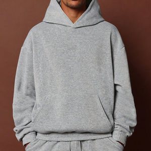 Sweat-shirt à capuche avec poche surdimensionné pour homme, qualité supérieure, logo personnalisé, tissu doux, épaules tombantes, solide, sans ficelle, hiver - Product Image 3
