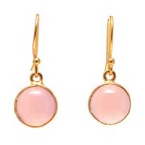 มาใหม่สีชมพู Chalcedony พลอยเงินแท้925ต่างหูทรงกลม - Product Image 1