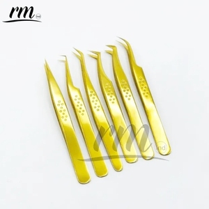 RMI แหนบขนตาสแตนเลสสีทองกันลื่นมีดีไซน์ดาวแหนบต่อขนตามืออาชีพปรับแต่งได้และปลาย - Product Image 3