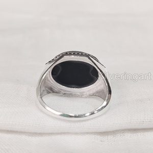 ผู้ค้าส่งบุรุษแหวนหอยเป๋าฮื้อธรรมชาติอัญมณีแหวน Birthstone ทุกขนาดอาหรับเครื่องประดับคริสต์มาสแหวนเงิน 925 - Product Image 5