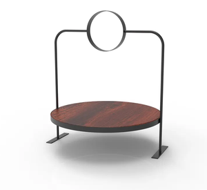 Support à gâteau décoratif en métal et bois de style luxueux, base décorative, support à gâteau nickelé avec dessus en bois, prix bas, service à gâteau - Product Image 1