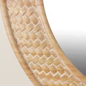 Espejo de pared de madera maciza Modern Farmhouse Accent Craved Framed Mirror para dormitorios y salas de estar por Azora Industries - Product Image 1