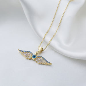 <b>Turkish</b> <b>Eye</b> Design Wing Design Charm <b>Necklace</b> Pendant <b>Turkish</b> Handmade Wholesale 925 Sterling SilverJewelry - Product Image 4