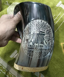 Taza de cuerno natural pulida a mano, jarra vikinga ecológica para cerveza Ale Mead, cerveza fría, bebida rústica, pedido a granel - Product Image 5