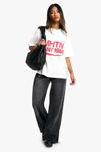 Camiseta básica de gran tamaño con logotipo de impresión personalizado de peso pesado Camiseta de algodón 100% de talla grande de alta calidad para mujer - Product Image 2