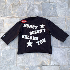 2025 été Satin Jersey femmes ample décontracté coton Spandex T-shirt Logo personnalisé à manches longues en détresse Patchwork imprimer - Product Image 6