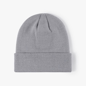 Automne hiver Double couche bonnet en laine conception Simple pour hommes et femmes mélange de laine épaissie sur mesure bonnet froid en gros - Product Image 6