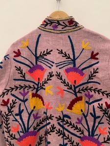 Veste courte brodée Suzani florale, blazer court d'hiver brodé, veste bomber bohème à col - Product Image 4