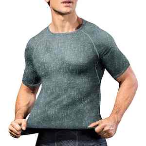 T-shirt de compression athlétique à manches courtes pour homme, en spandex/polyester, sans couture, respirant, séchage rapide, ajusté, pour la salle de sport et le fitness - Product Image 1