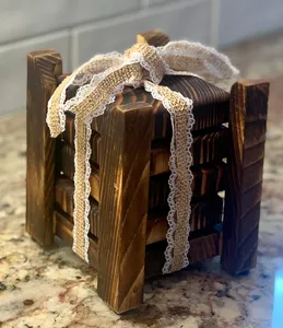 Juego de Posavasos de Madera Hechos a Mano, Diseño Nuevo, con Soporte, Grosor de 10 mm, para Uso en el Hogar, Cocina y Restaurante - Product Image 5