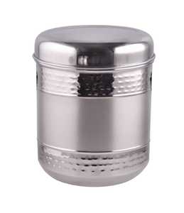 Wholesale Canister Set Bottom and Upper Hammered Middle Matt Silver Color Stainless Steel Food Use <b>Bin</b> <b>with</b> <b>Lid</b> - Product Image 1
