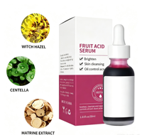Private Label 30ml Fruitzuur Serum Diepe Peeling Exfoliatie Reinigende Porien Olie Controle Anti Acne Verheldering