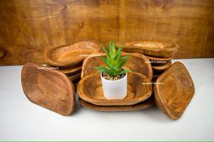 Tazón de masa de madera Vintage marrón tallado a mano bandeja de madera decorativa rústica para cocina de granja, centro de mesa, decoración del hogar - Product Image 5