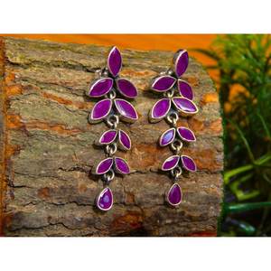 Boucles d'oreilles en argent sterling 925 avec rubis naturel élégantes et légères pour les mariages et les anniversaires - Product Image 2