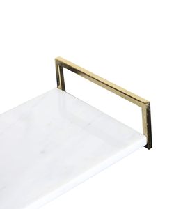 Nikkispride ถาดเสิร์ฟหินอ่อนพร้อมที่จับโลหะถาดโต๊ะเครื่องแป้งหรูหราสำหรับตกแต่งบ้าน - Product Image 5