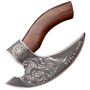 Couteau à pizza en acier au carbone de qualité industrielle de Steel Craft International, manche en bois antidérapant, résistant au four, pour une coupe parfaite, tête de hache - Product Image 1