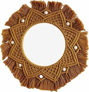 Miroir mural en macramé décoratif fait à la main avec un design unique de franges, design personnalisé, qualité supérieure, en vente pour la maison et le bureau - Product Image 5